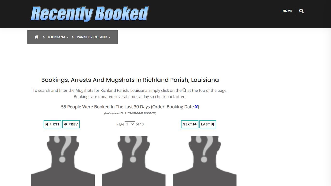 Bookings, Arrests and Mugshots in Richland Parish, Louisiana