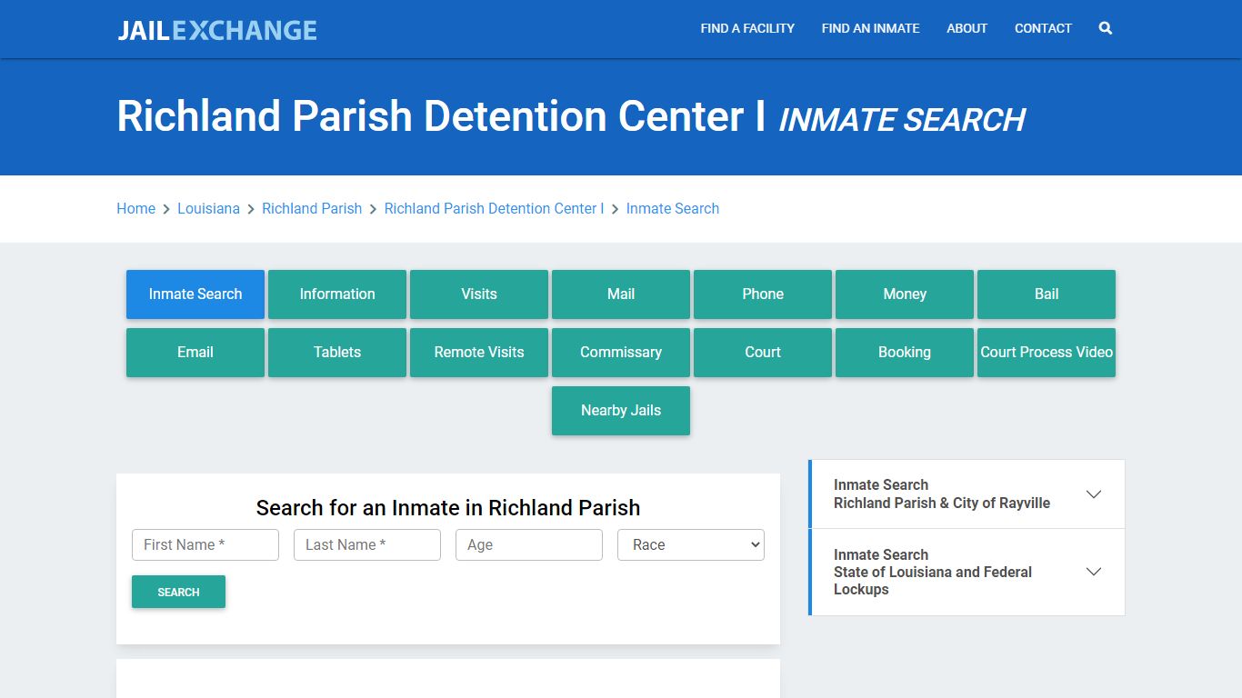 Richland Parish Detention Center I Inmate Search - Jail Exchange