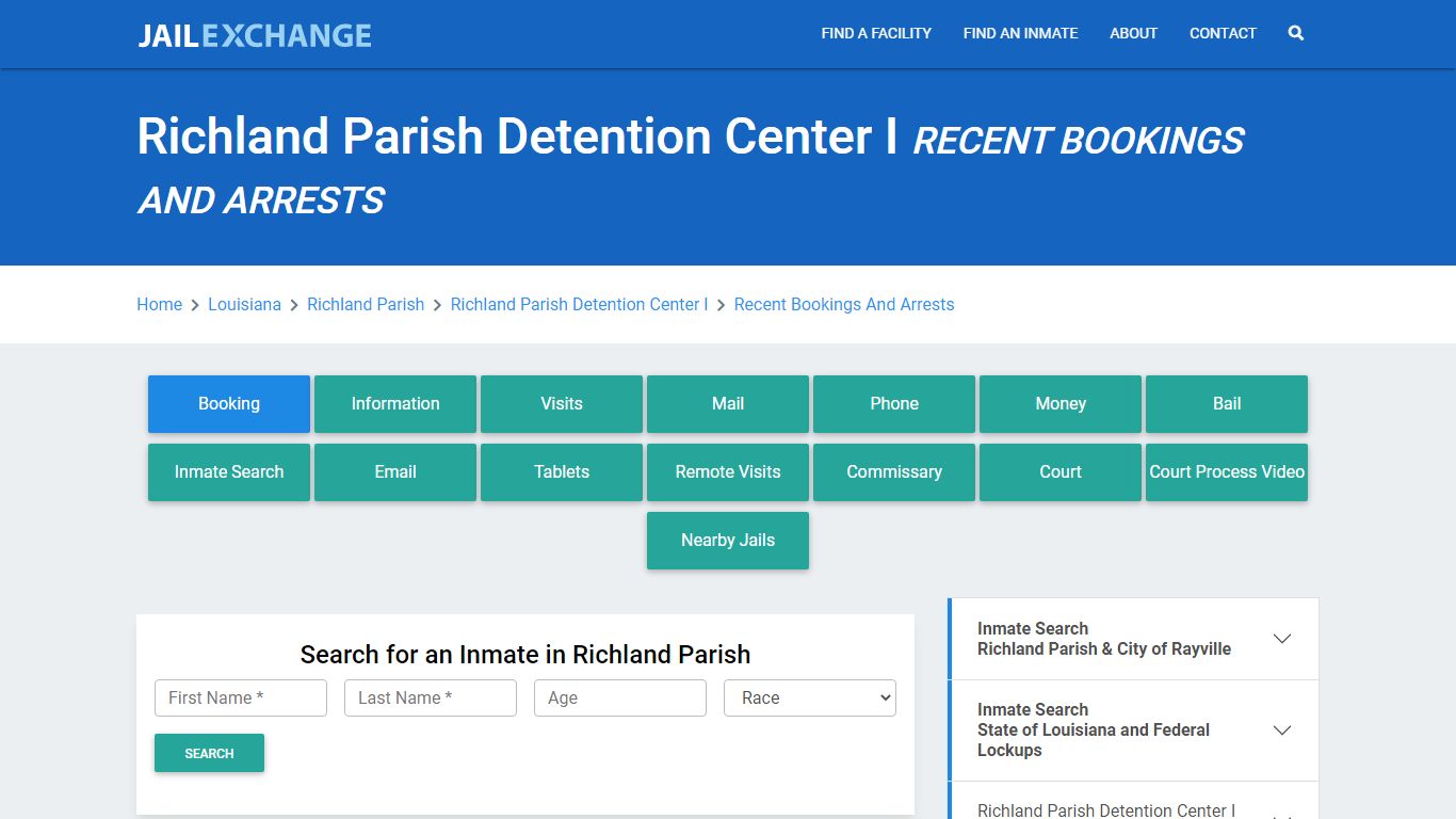 Richland Parish Detention Center I Recent Bookings And Arrests